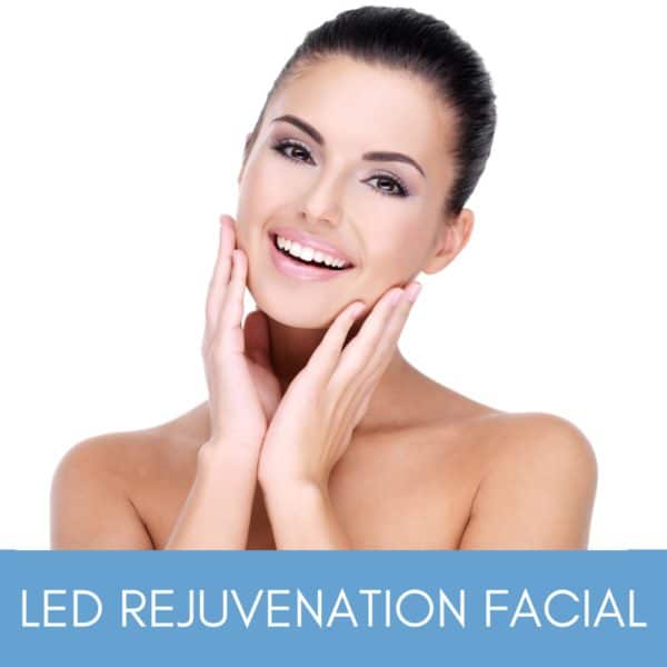 Woman smiling after LED rejuvenation facial.