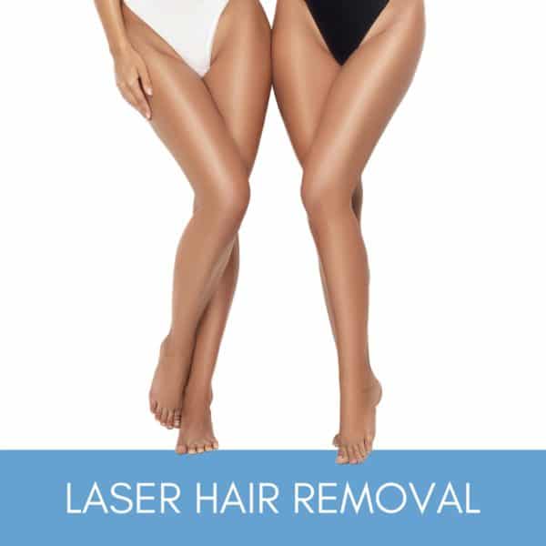 Two smooth sets of legs from laser hair removal.